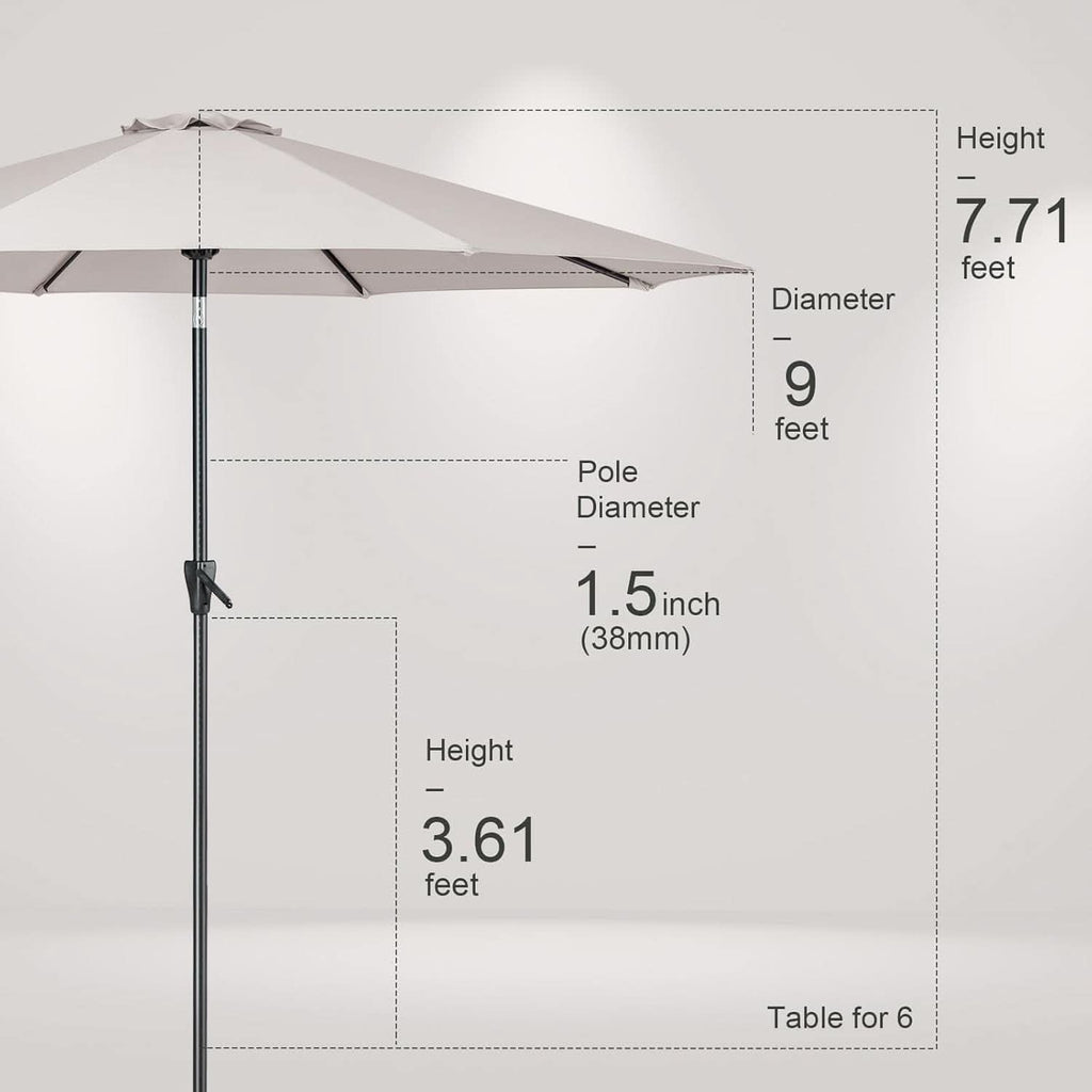 Large Patio Market Outdoor Umbrella With Push Button Tilt