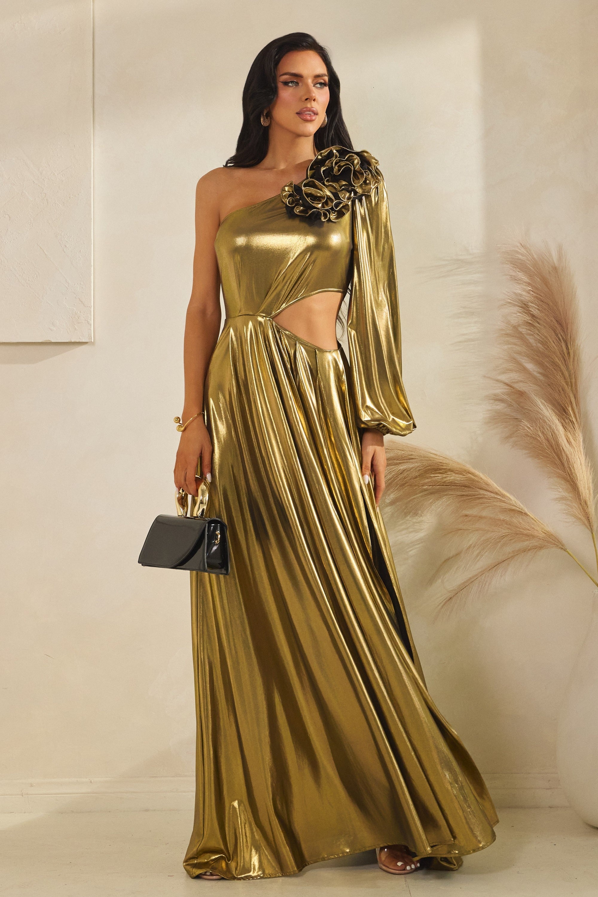Plus Size Gold Glam Maxi Dress