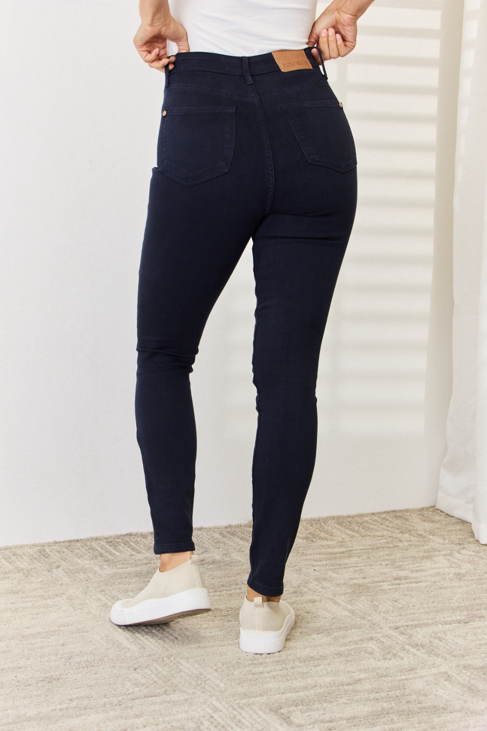 Judy Blue Full Size Garment Dyed Tummy Control Skinny Jeans For Curvy Figures Women