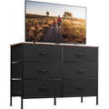 Black Rustic Dresser With TV Stand And Six Drawers