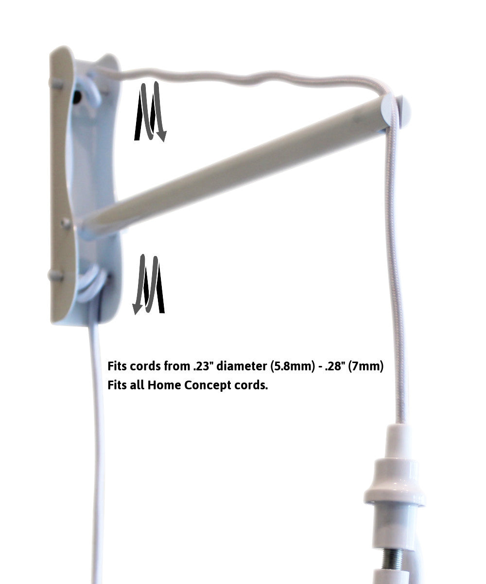 14"W MAST Plug-In Wall Mount Pendant 1 Light White Cord/Arm White Shade
