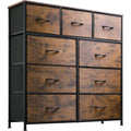 Dark Grey Chest Of Drawers With Wood Top For Bedroom Storage