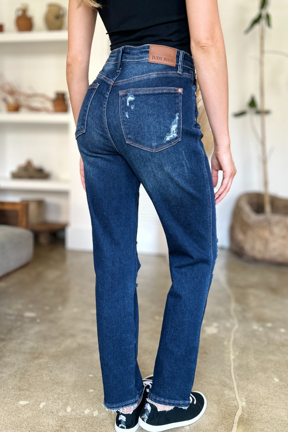 Judy Blue Jeans Full Size High Waist Rigid Magic Heavy Destroyed Straight For Curvy Women