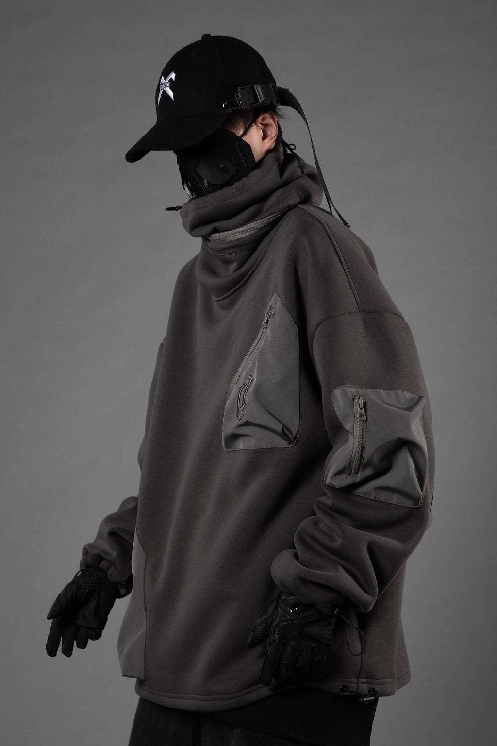 HiH33 Grey Utility Hoodie