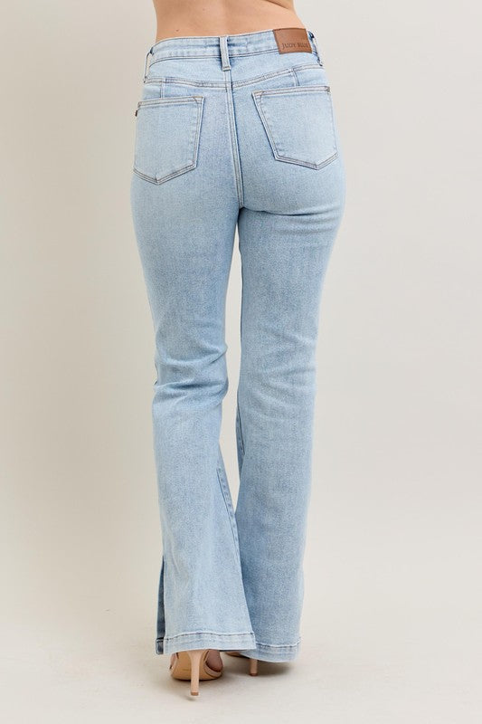 Judy Blue Full Size Tummy Control Vintage Wash Side Slit Slim Boot Jeans Plus Size