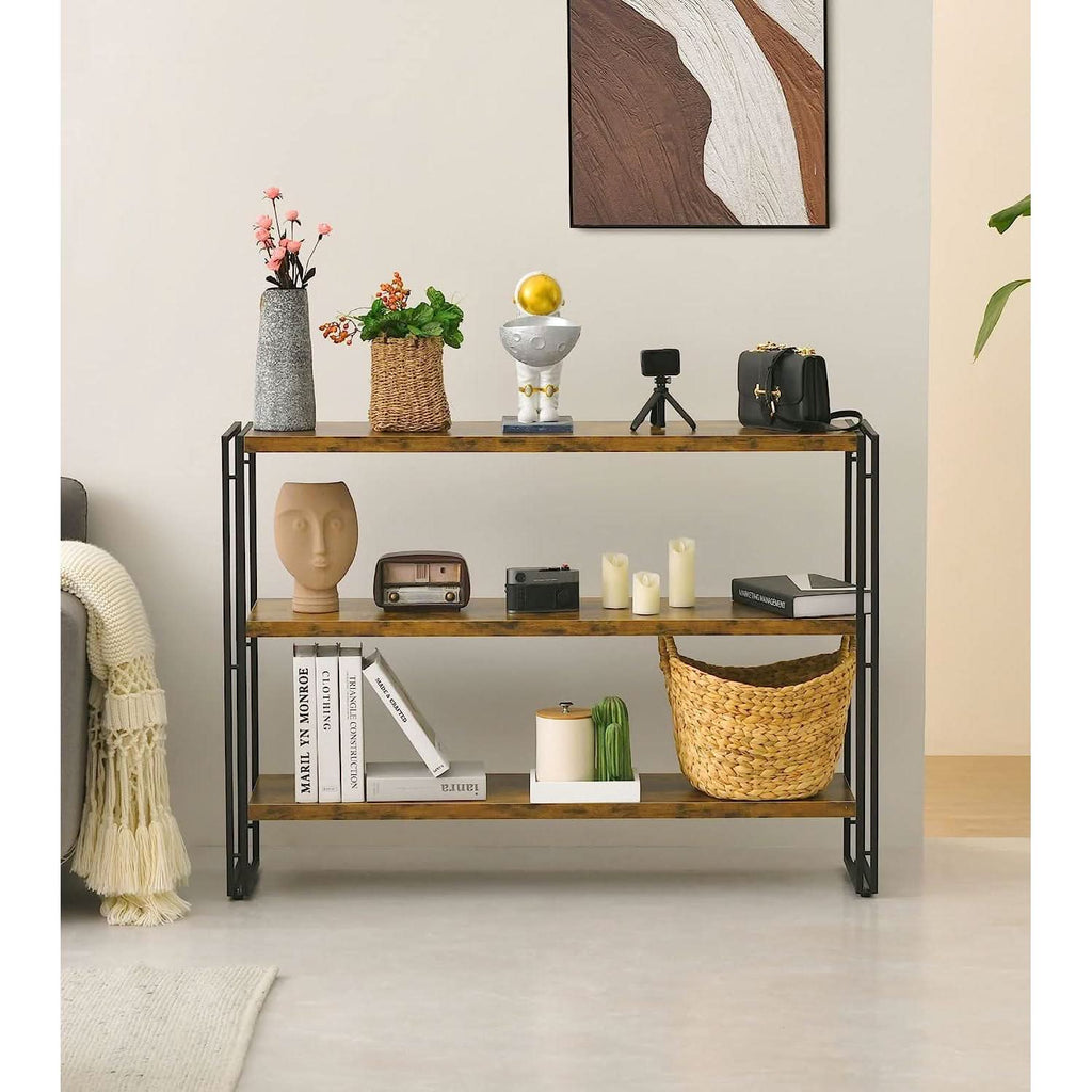 Rustic Three Tier Bookcase With Easy Assembly Home Office