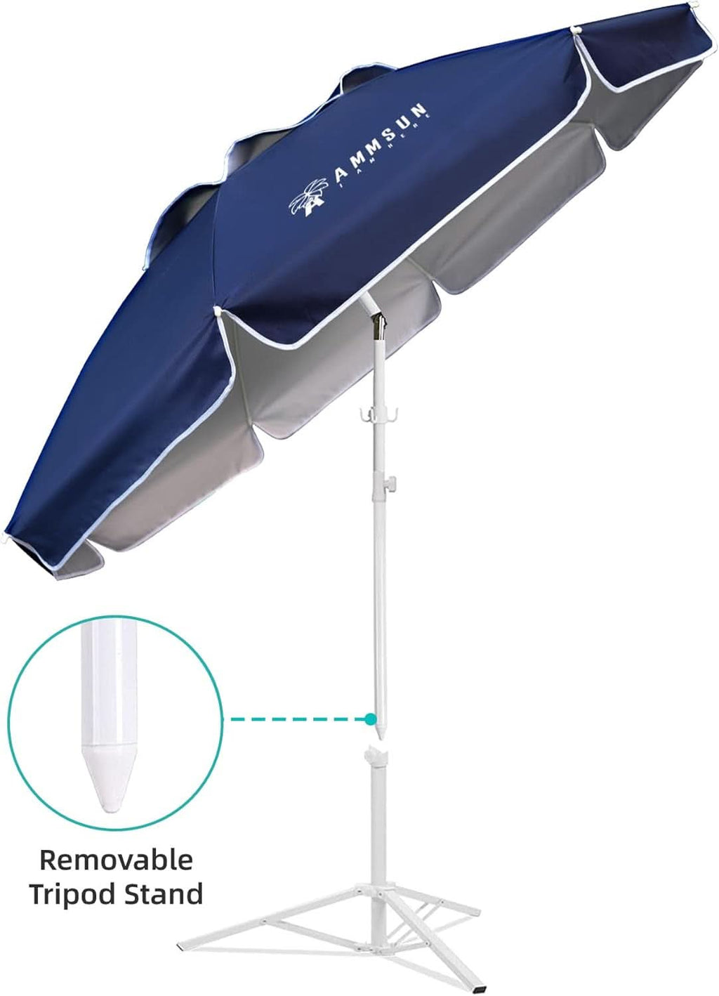 Six Point Five Foot Portable Shade Umbrella With Stand