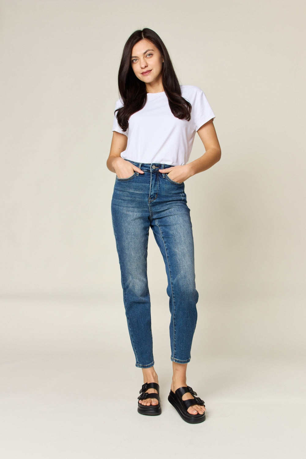 Judy Blue Tummy Control High Waist Slim Jeans For Women Full Size Midsection Smoothing Figure Flattering