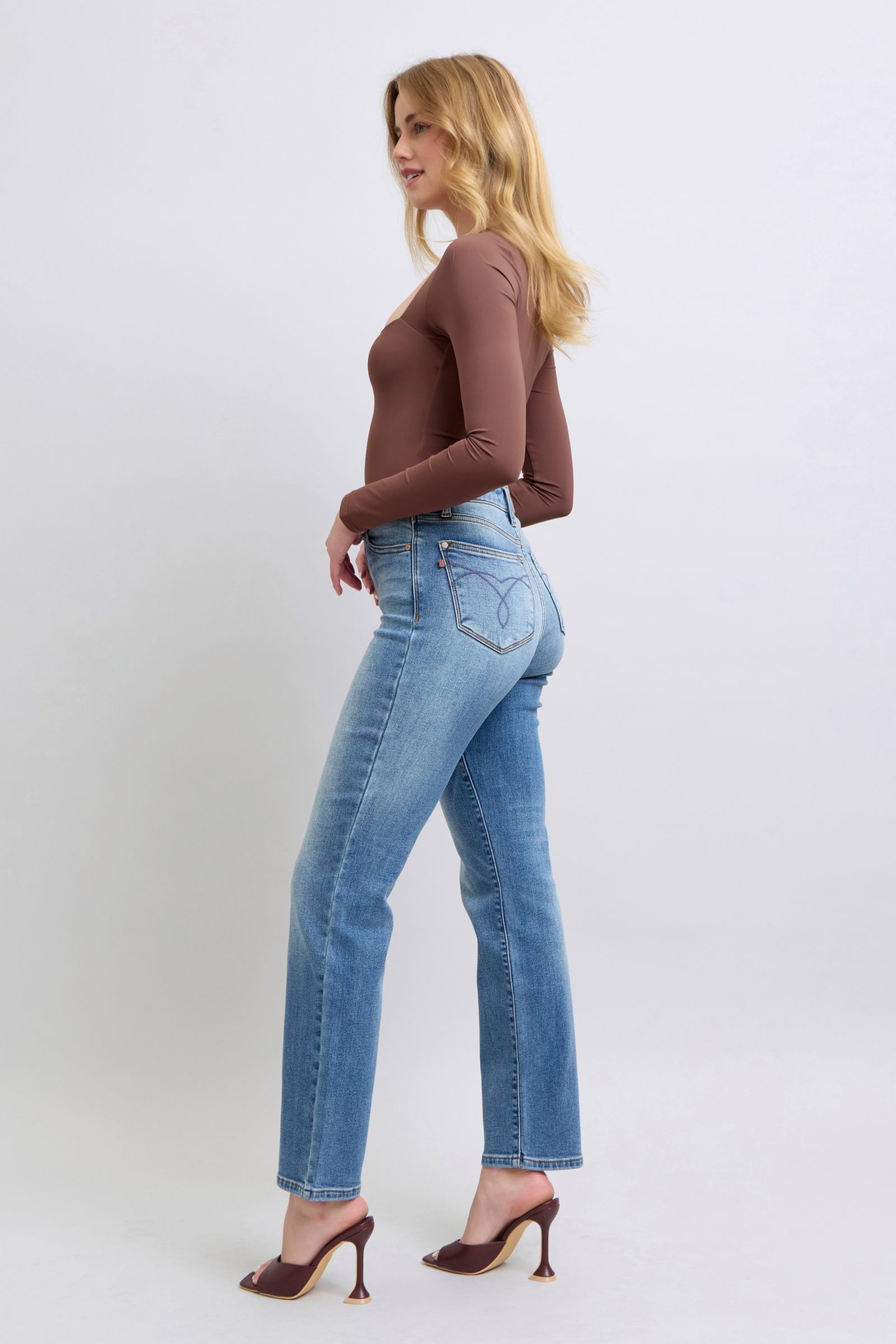 Judy Blue Thermal Straight Jeans With Pockets For Women Full Size Comfort And Warmth