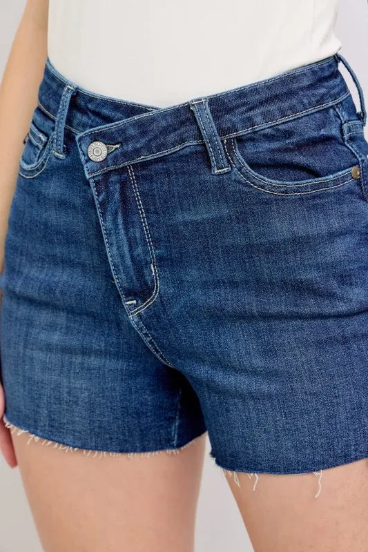Judy Blue High Waist Criss-Cross Waistband Denim Shorts