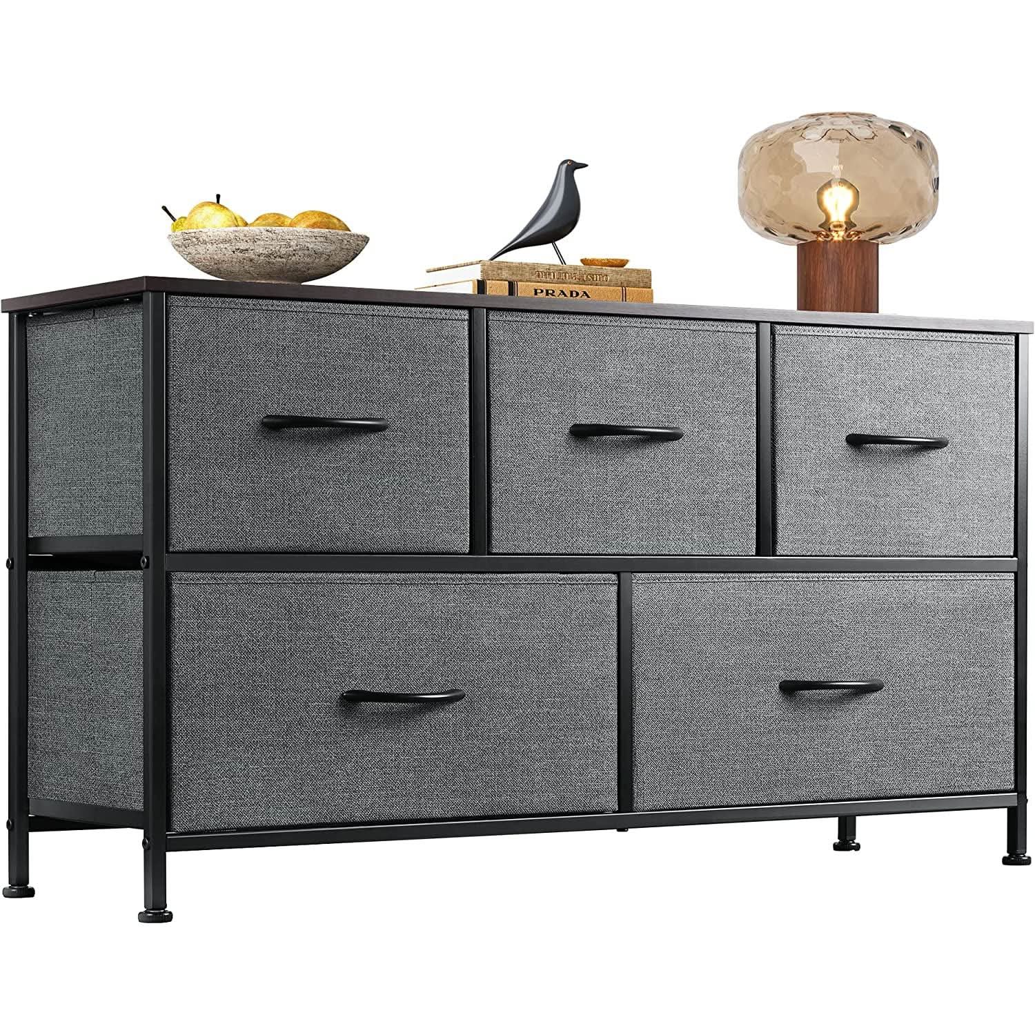 5 Drawer Fabric Dresser Organizer For Bedroom Storage