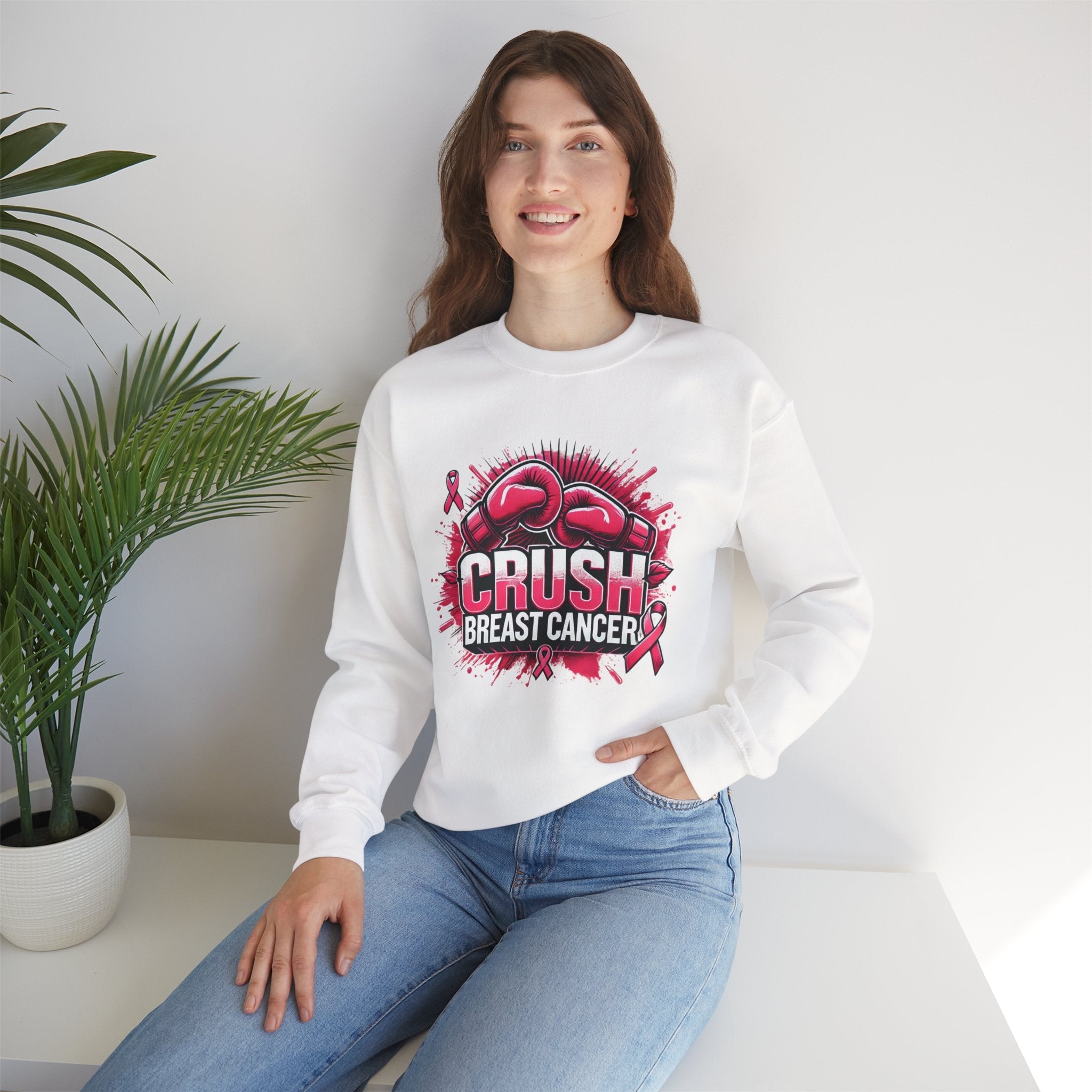 Crush Breast Cancer Awareness Crewneck Sweatshirt – Gildan 18000 (S–4XL)