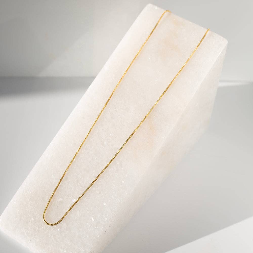 Gilded Gold Necklace-19" Snake Chain | Charm Bar Necklace