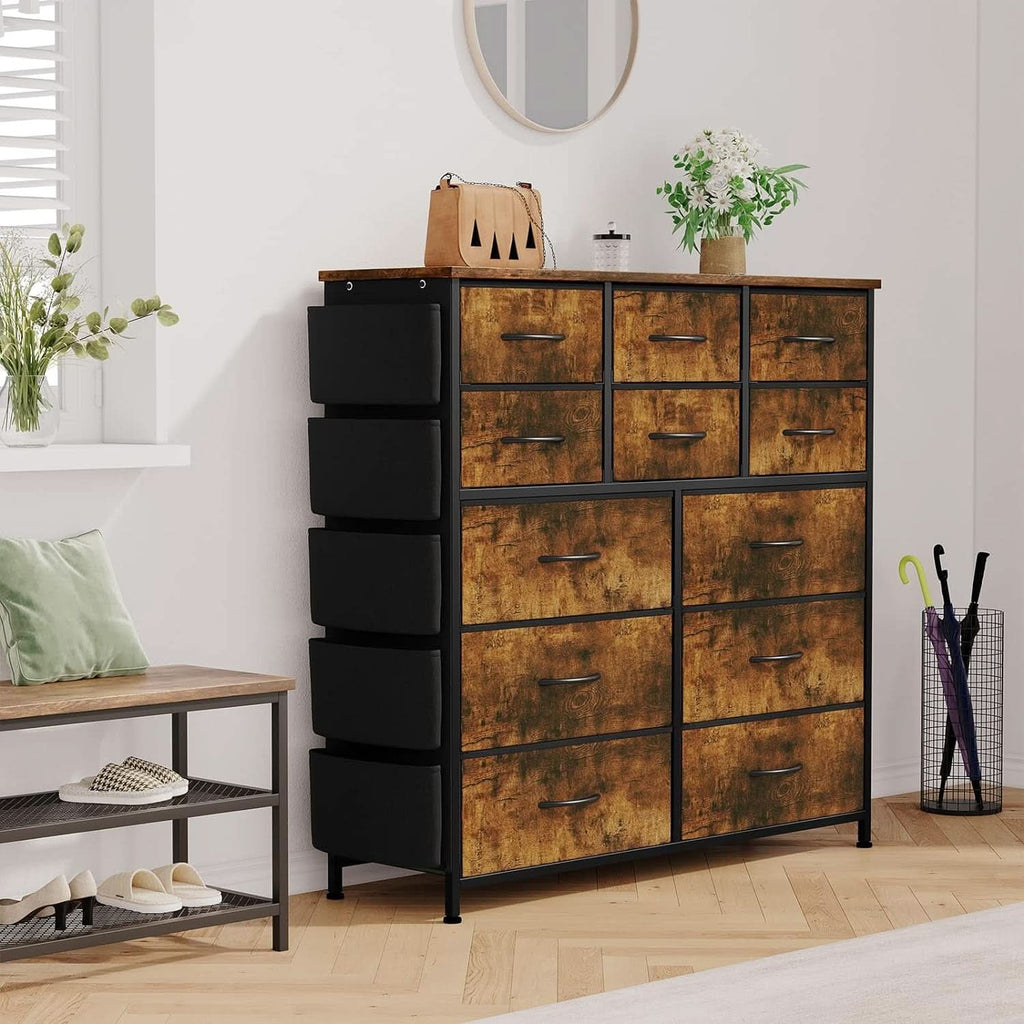 Brown Rustic Dresser With 12 Drawers Extra Storage