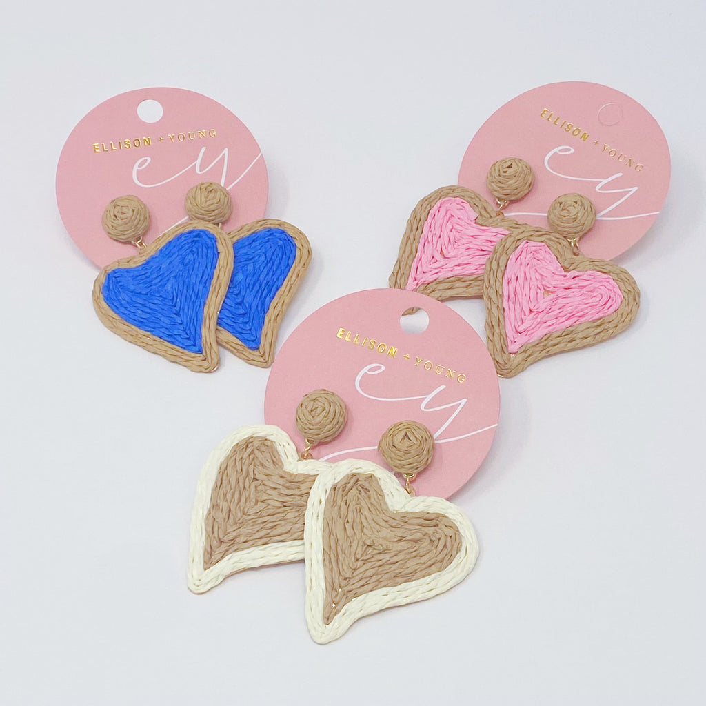 Sunny Days Heart Raffia Earrings