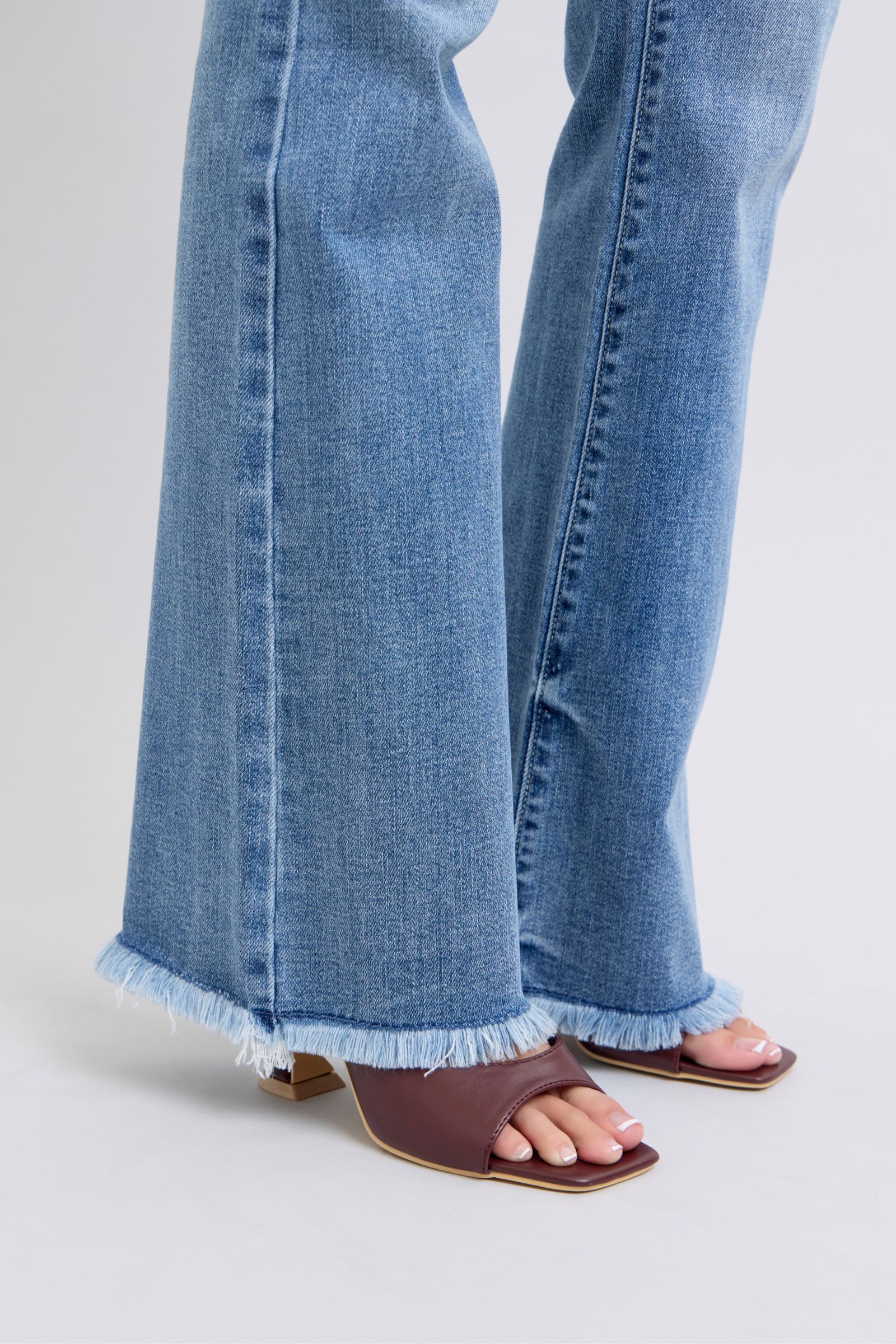 Judy Blue Jeans High Rise Bootcut With Raw Hem For Fashion Forward Women Flattering Fit
