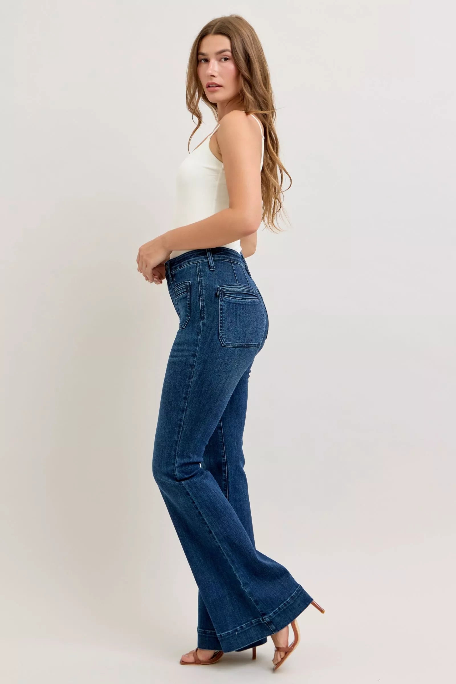 Judy Blue High Waisted Flare Jeans For Women With Front Pockets Versatile Flattering Silhouette
