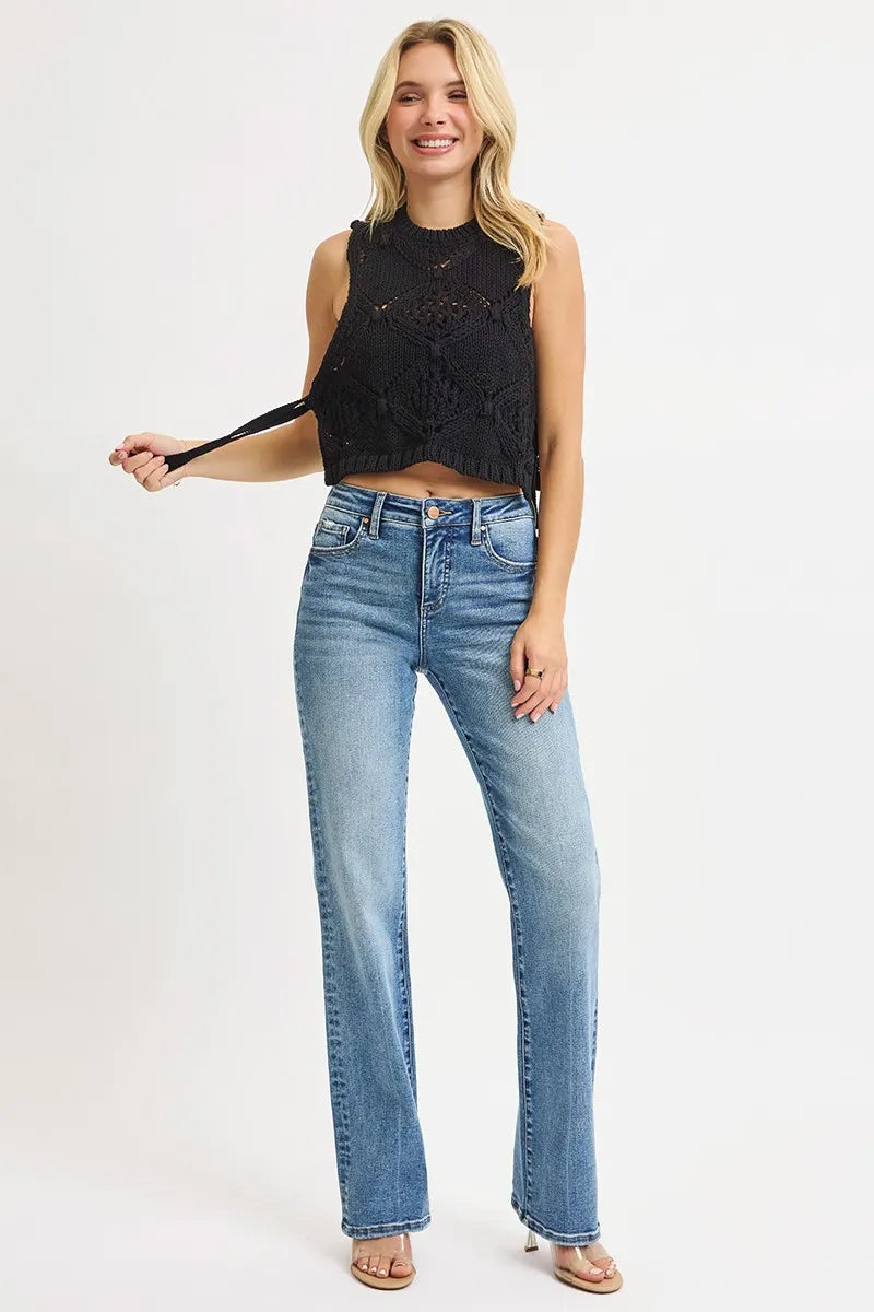 RISEN Full Size Tummy Control High Rise Straight Jeans Plus Size