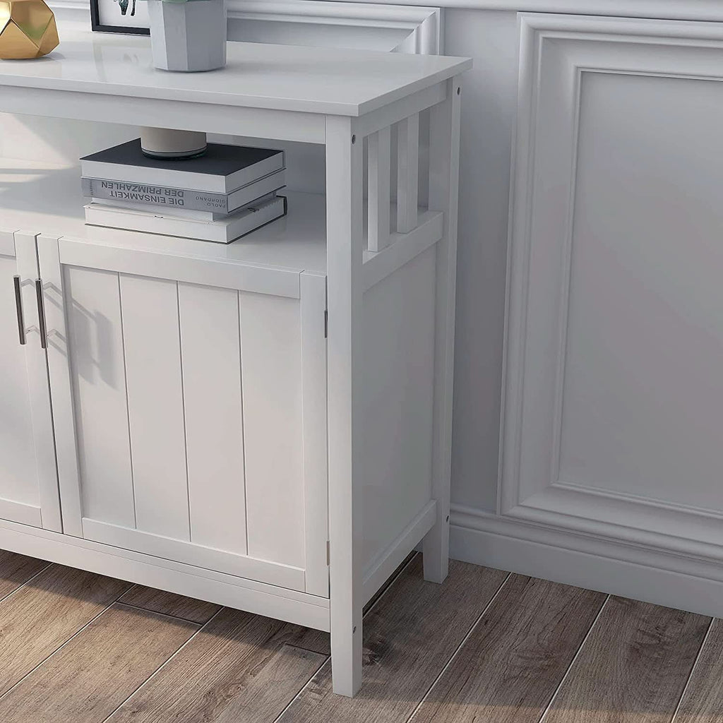 White Buffet Cabinet With 2 Doors And Adjustable Shelf