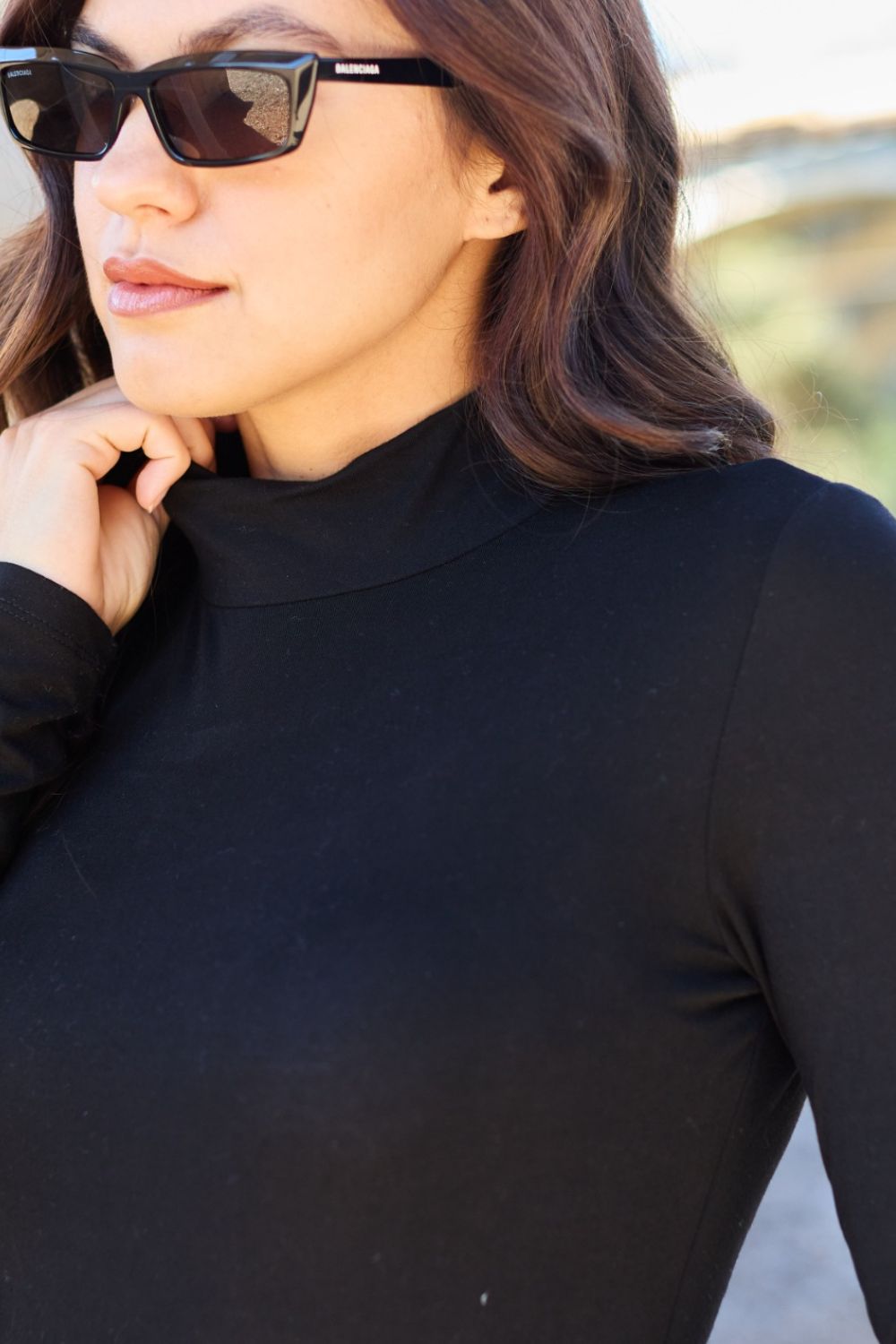 Basic Bae Mock Neck Long Sleeve Bodysuit For Women Opaque Stretch Knit Full Size Everyday Essential