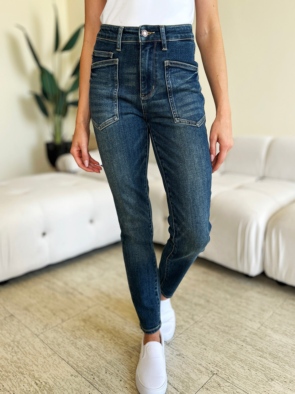 Judy Blue Full Size High Waist Skinny Jeans Size Down For Flattering Curvy Fit Women Everyday