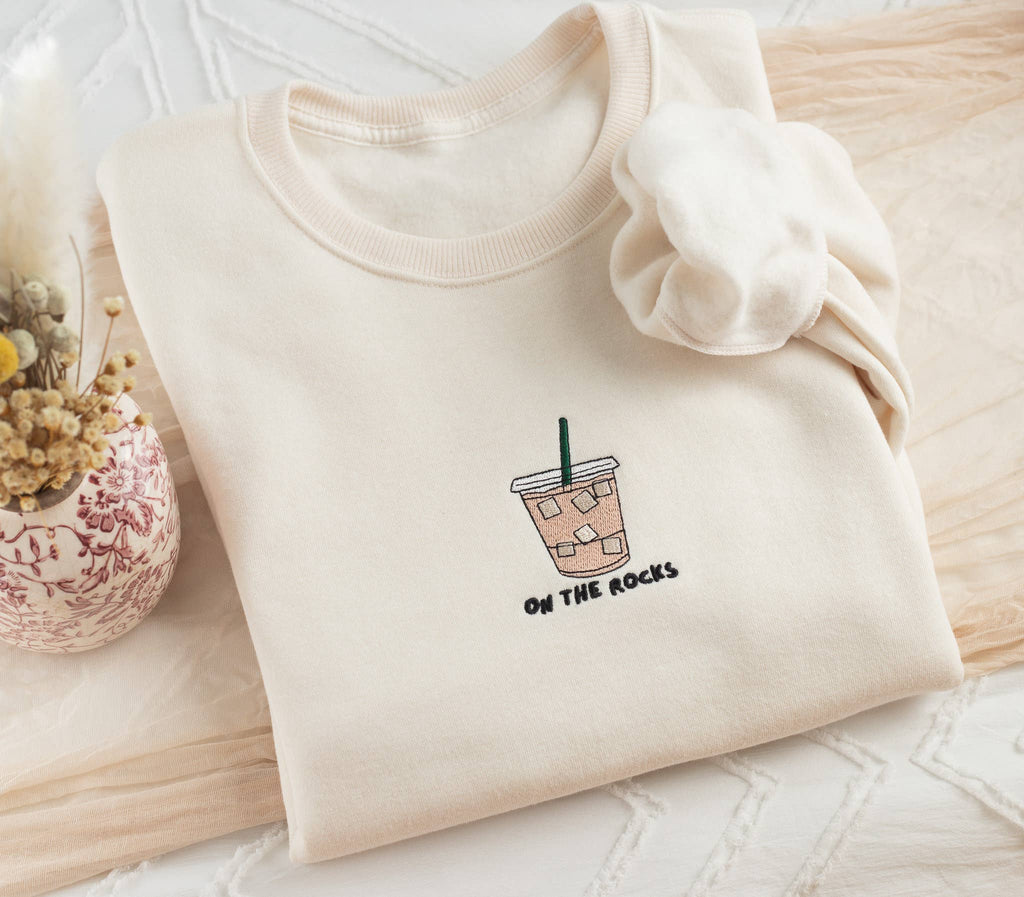Embroidered On The Rocks Iced Coffee Sweatshirt