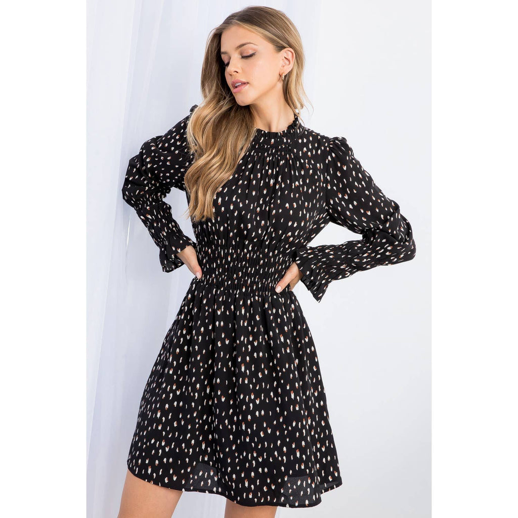 Gretchen -Smocked Waist Print Mini Dress