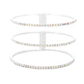 3Row Split Layer Round Crystal Detail Cuff Evening Bracelet