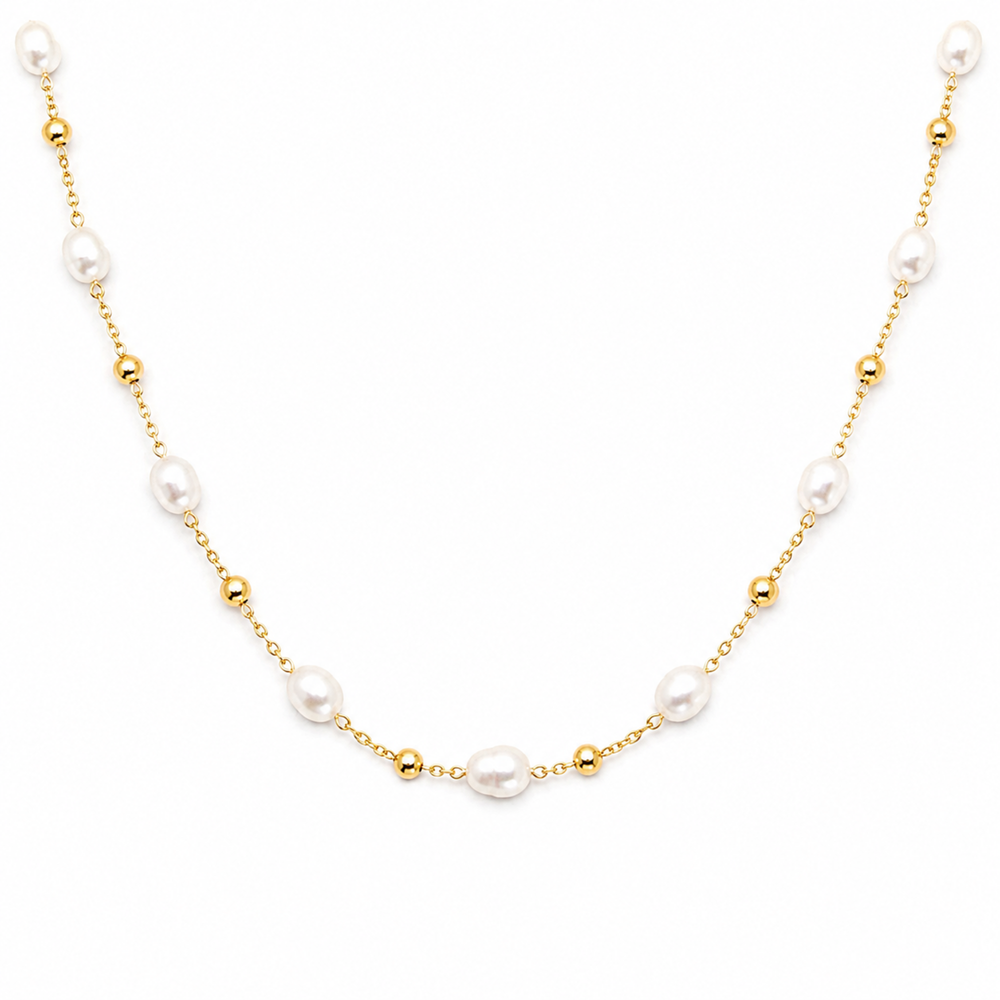 Ashley Freshwater Pearl Necklace - Waterproof Steel