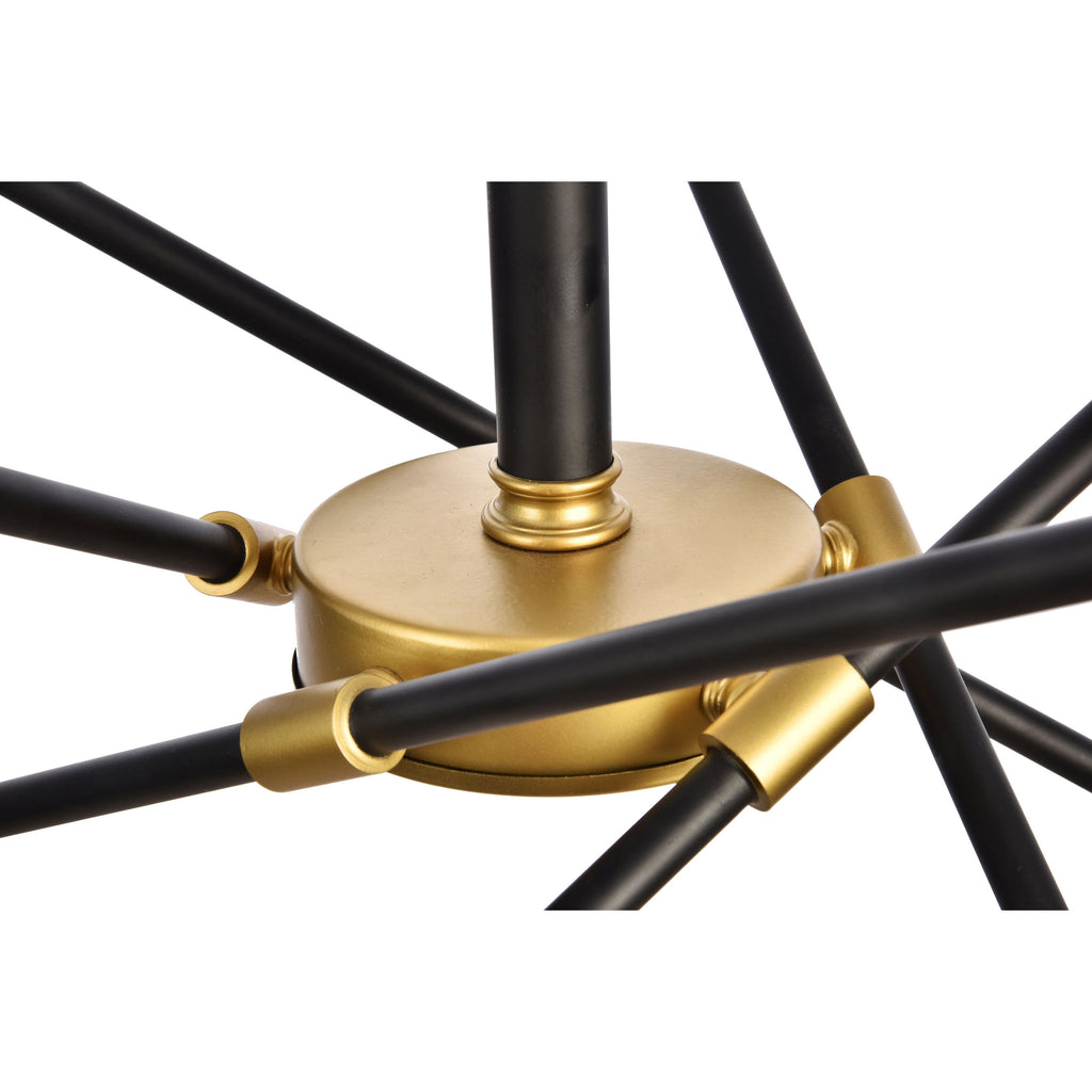 Elegant Lighting Axel 10 Light Chandelier in Black and Brass