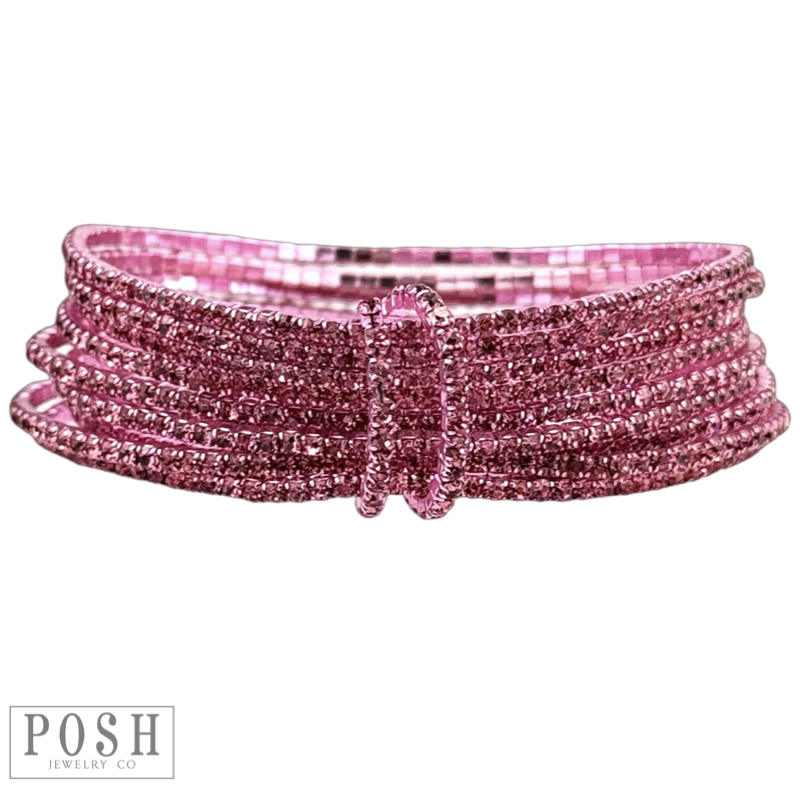 Tiny rhinestone stretch bracelet set - LC