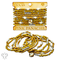 Gold, silver and white pony bead stacked bracelet