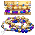 Ombre crackle and gold hammered bead stack bracelet