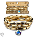 Matte and shiny tube bead bracelet stack with Austrian crystal