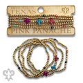 Multi-color cross and gold bead bracelet