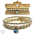Foil texture bead stacked bracelet with Austrian crystal