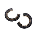 Cube Bead Embellished Raffia Hoop Earrings