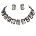 Emerald Cut Stone Link Evening Necklace Earring Set