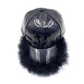Faux Feather Trimmed Hologram Baseball Cap