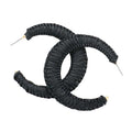 Woven Raffia Hoop Earrings