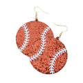 Glittered Baseball Dangle Earrings