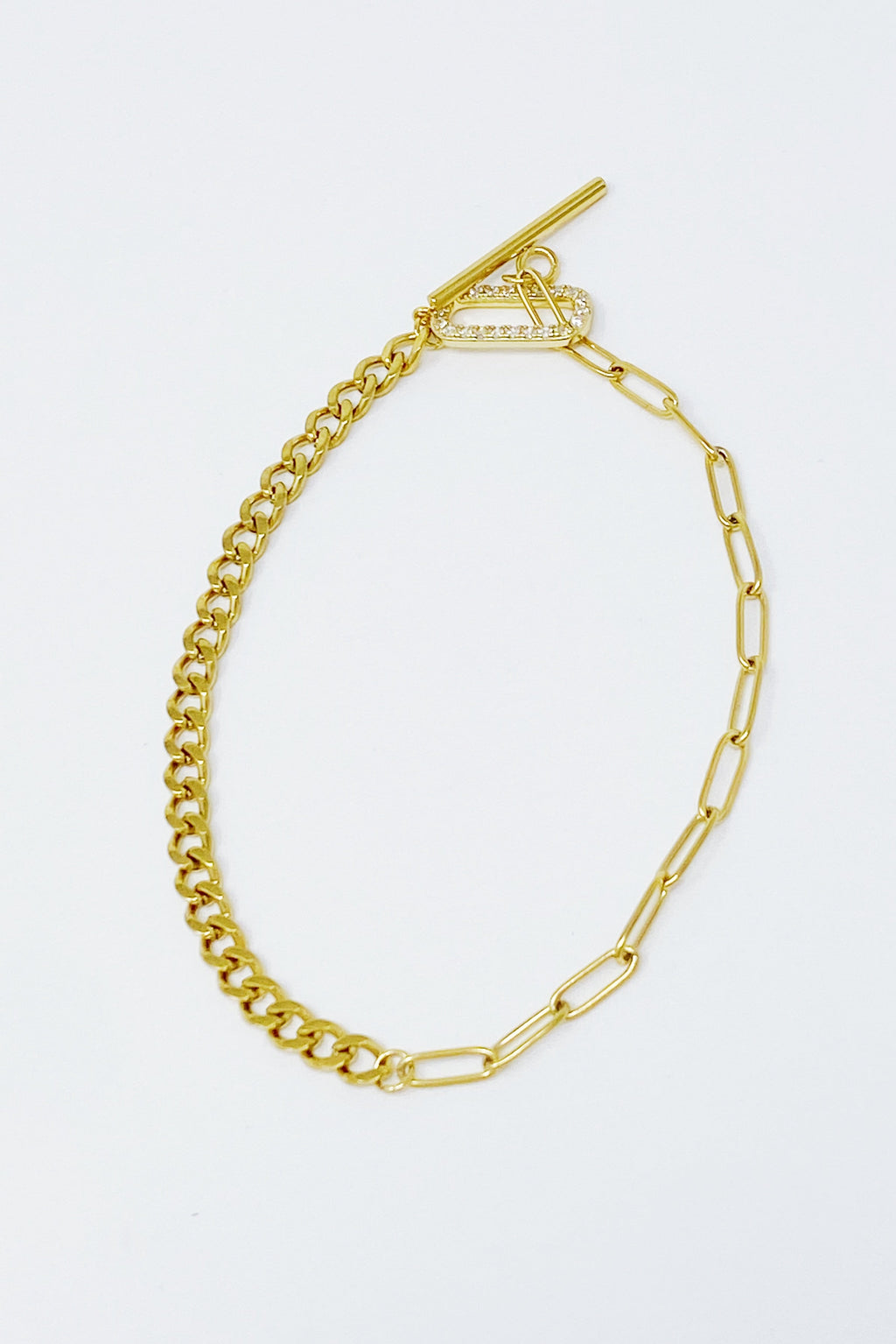 Mixed Chain Glam Toggle Anklet