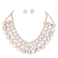 Crystal Pave Trim Round Evening Necklace Earring Set