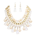 Pearl Lucite Bead Statement Necklace