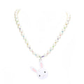 Enamel Easter Bunny Pendant Pearl Necklace