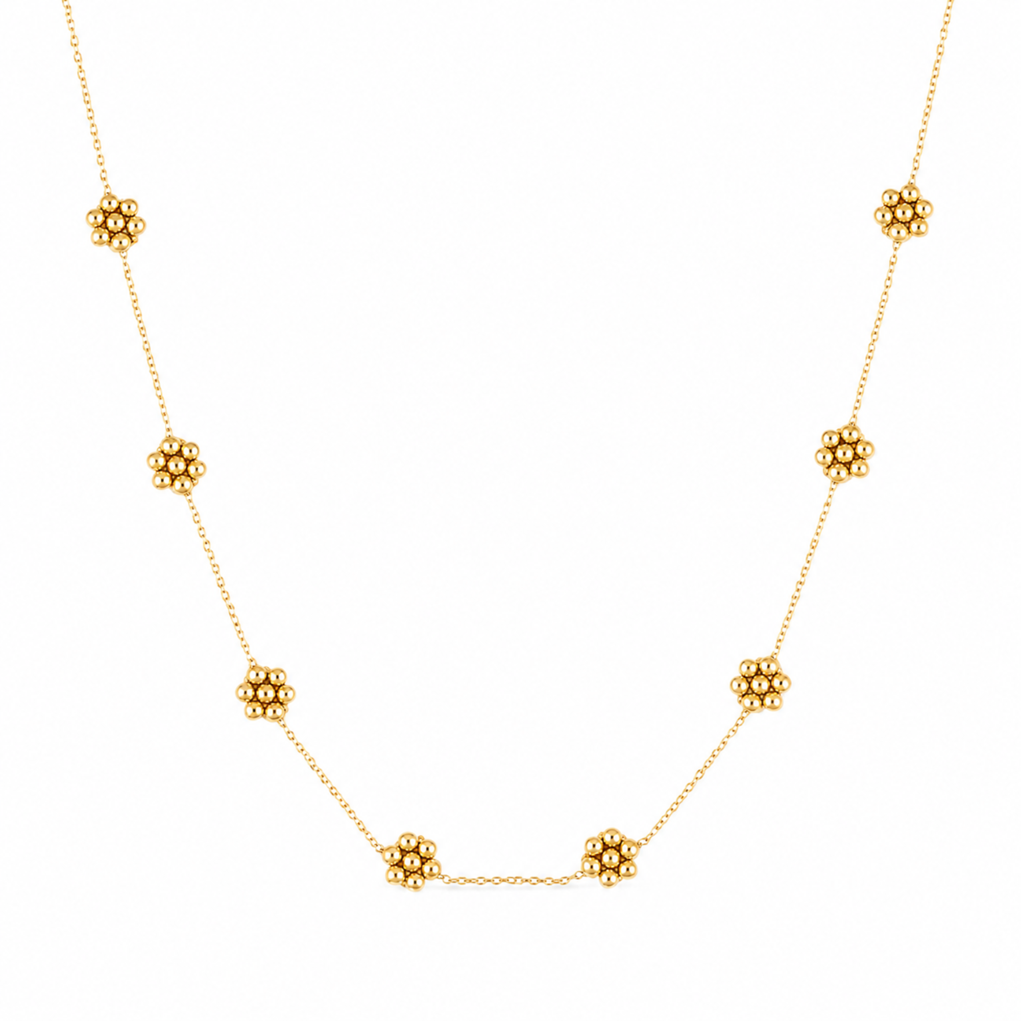 Dainty Golden Bead Flower Necklace - Waterproof Stainless Steel