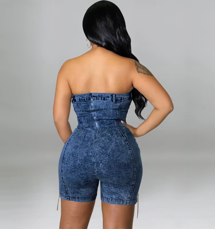 Chain Reaction Denim Romper