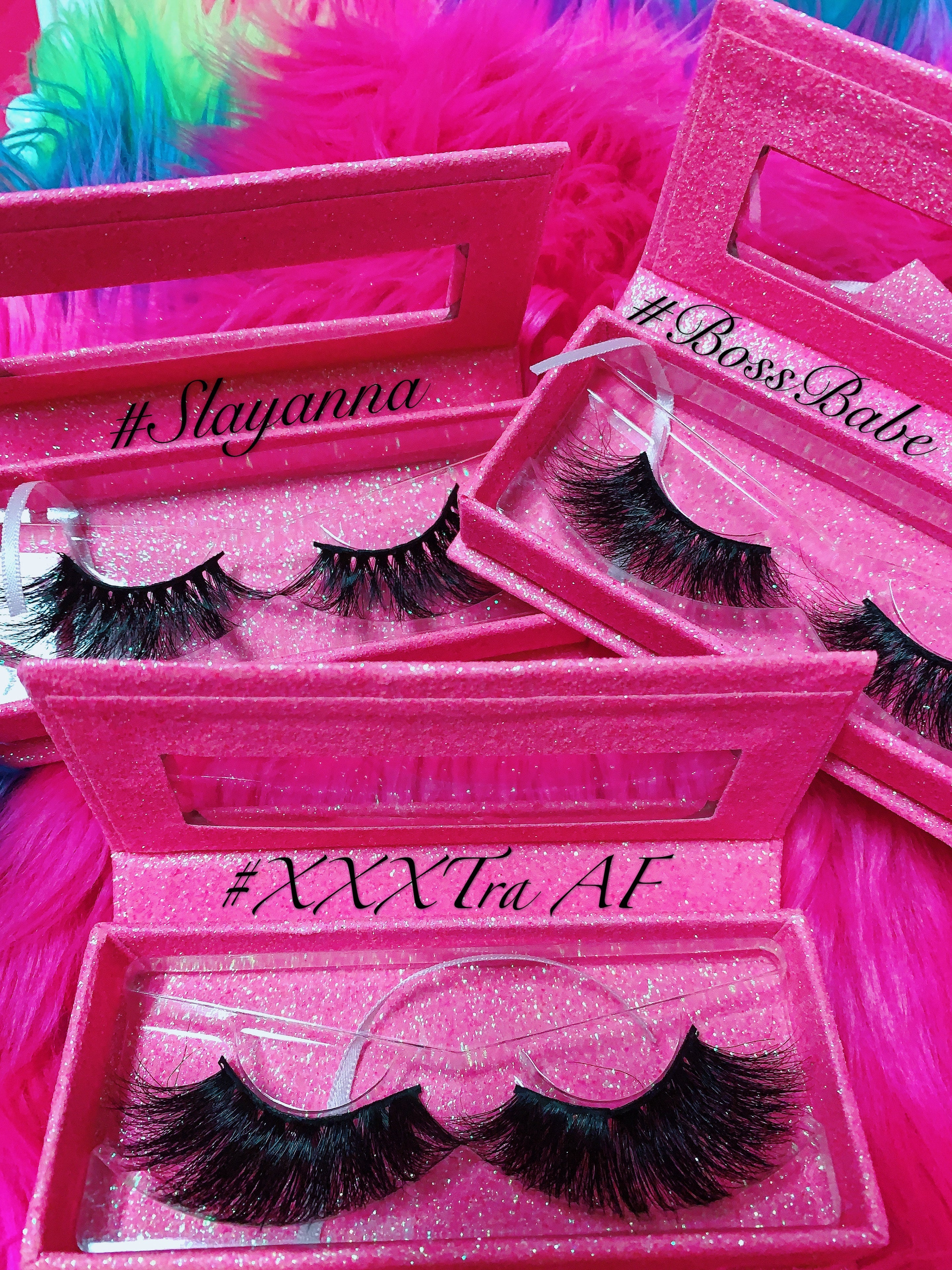 #BOSSBABE 5D DreamDoll-LUXE Lash *PINK GLITTER* Glam Magnetic Case