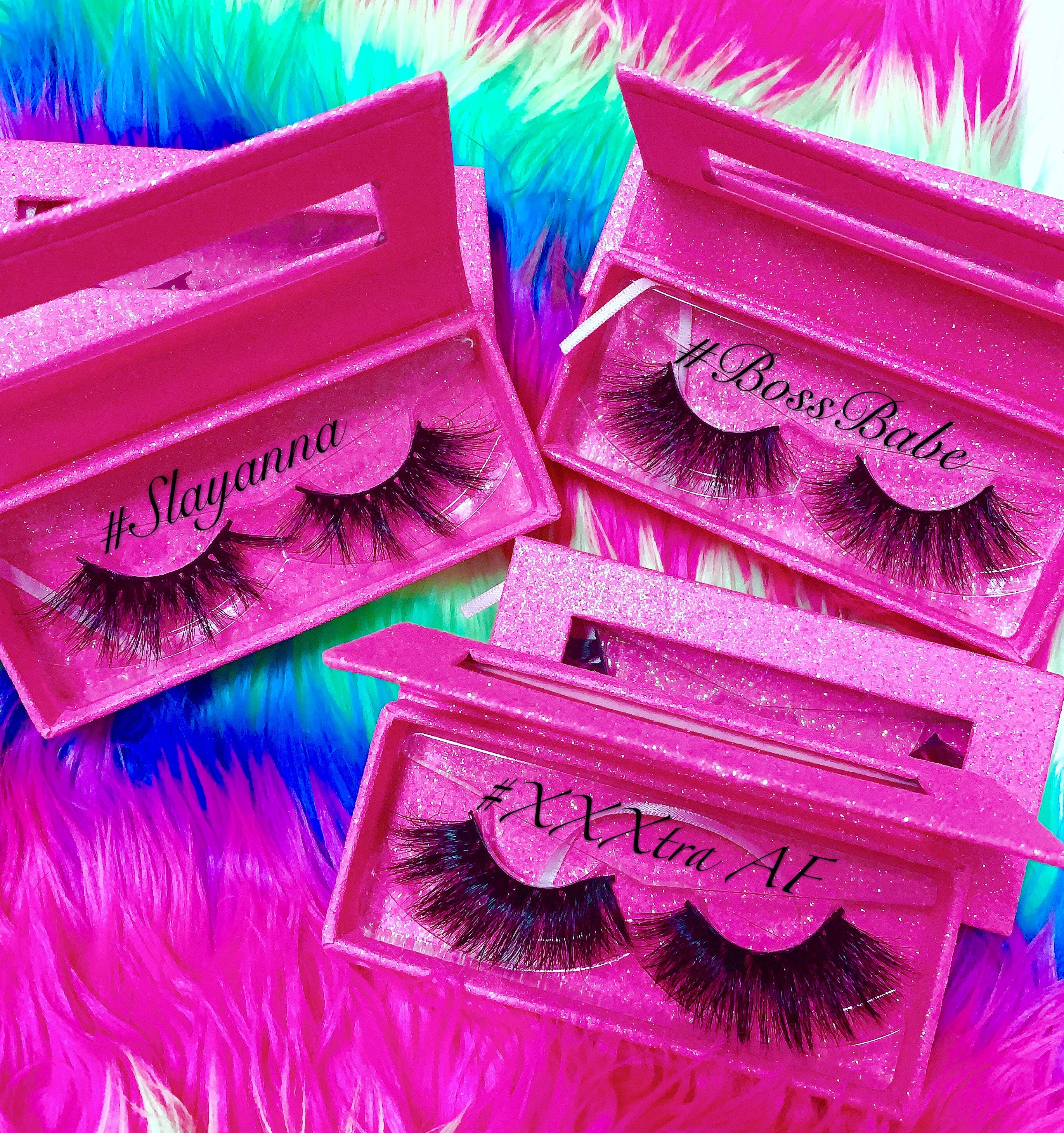 #BOSSBABE 5D DreamDoll-LUXE Lash *PINK GLITTER* Glam Magnetic Case