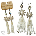 Flower and tassel chandelier statement earring, Austrian crystal - LC
